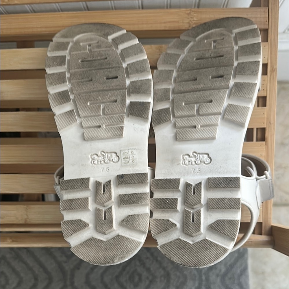 Coach White Sandals with Velcro Straps - Picture 3 of 4